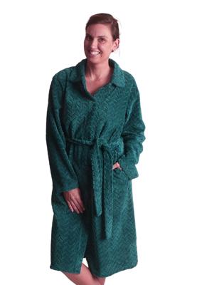 Petrol damesbadjas met knopen - zacht fleece-2xl