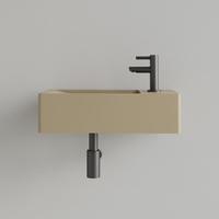 Fontein Gliss Design Freya Solid Marble 40x22x10 cm Met Kraangat Rechts Mat Cappuccino - thumbnail