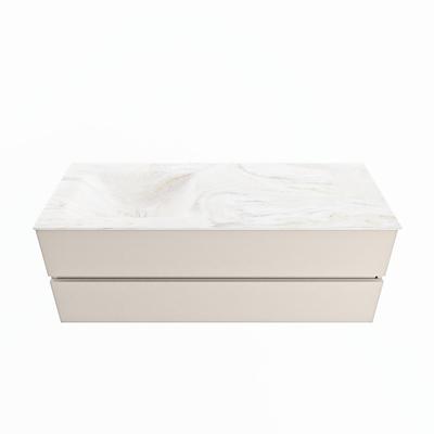 MONDIAZ VICA-DLUX 130cm badmeubel onderkast Linen 2 lades. Inbouw wastafel CLOUD links zonder kraangat, kleur Ostra. MONDIAZ VICA-DLUX 130cm badmeubel onderkast Linen 2 lades. Inbouw wastafel CLOUD links zonder kraangat, kleur Ostra.