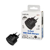 LogiLink Ladegerät USB-oplader 10.5 W 2x USB-A Zwart Binnen - thumbnail