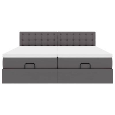 Ottoman bed met matrassen 180x200cm kunstleer grijs