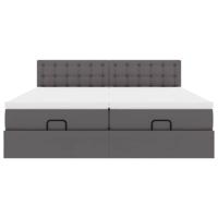 Ottoman bed met matrassen 180x200cm kunstleer grijs - thumbnail