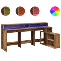 Bureau met LED-verlichting 200x104x91 cm bewerkt hout oud hout - thumbnail