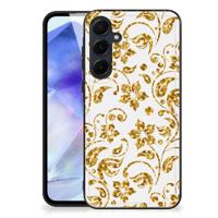Samsung Galaxy A55 Bloemen Hoesje Gouden Bloemen - thumbnail