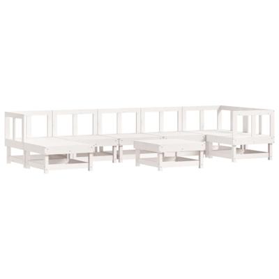8-delige Loungeset met kussens massief hout wit