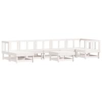 8-delige Loungeset met kussens massief hout wit - thumbnail