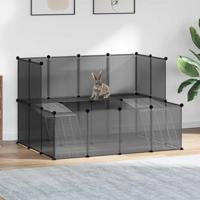 VidaXL Dierenhok klein 143x107x93 polypropeen en staal zwart - thumbnail