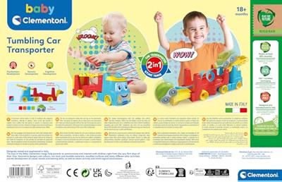 Clementoni-spel - De vrachtwagen van de tuimelende auto's - Gerecycled plastic - Auto's inbegrepen - Vanaf 18 maanden - Made in Italy - thumbnail