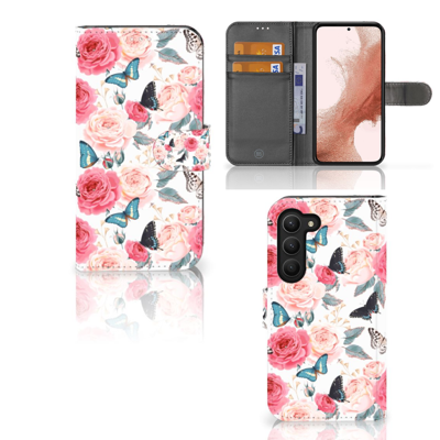 Samsung Galaxy S23 Hoesje Butterfly Roses Samsung Galaxy S23 Hoesje Butterfly Roses