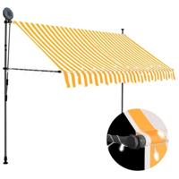 Luifel handmatig uitschuifbaar met LED 300 cm wit en oranje - thumbnail