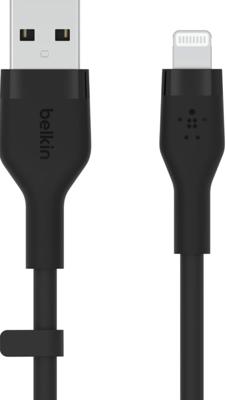 Belkin BoostCharge Flex siliconen USB Type A/Lightning-kabel (3 m), MFi-gecertificeerde laadkabel voor iPhone 14/14 Plus, 13, 12, Pro, Max, mini, SE, iPad en meer – Zwart