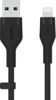 Belkin BoostCharge Flex siliconen USB Type A/Lightning-kabel (3 m), MFi-gecertificeerde laadkabel voor iPhone 14/14 Plus, 13, 12, Pro, Max, mini, SE, iPad en meer – Zwart - thumbnail
