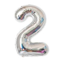 2 stuks 40 inch aluminium folie nummer ballonnen verjaardag bruiloft verlovingsfeest decor Kids bal Supplies (2-zilver) - thumbnail