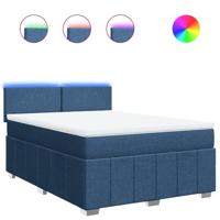 Boxspring met matras stof blauw 140x200 cm - thumbnail