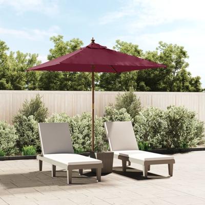 Parasol met houten paal 198x198x231 cm bordeauxrood