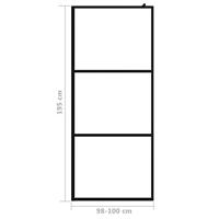 VidaXL Inloopdouchewand transparant 100x195 cm esg-glas zwart - thumbnail