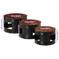 Bartafels 3 st trommelvormig massief gerecycled hout - thumbnail