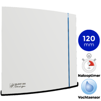 S&P Silent Design 200 CHZ TIMER + VOCHTSENSOR Badkamer/ toilet ventilator - Ø120mm - thumbnail