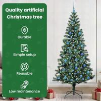 VidaXL Kunstmatig voorverlicht kerstboom groen 240 cm pvc en metaal - thumbnail