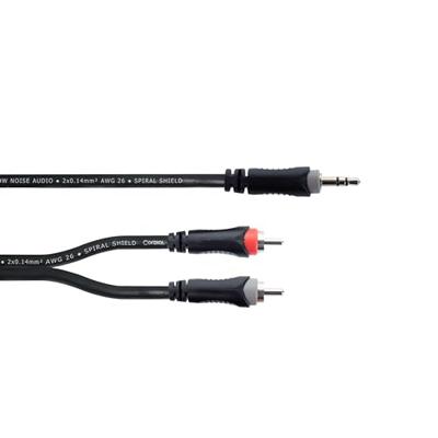 Cordial 14854 Jackplug / Cinch Audio Y-adapter [1x Jackplug male 3,5 mm - 2x Cinch-stekker] 1 m Zwart PVC-mantel, Tweelingkabel