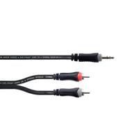 Cordial 14854 Jackplug / Cinch Audio Y-adapter [1x Jackplug male 3,5 mm - 2x Cinch-stekker] 1 m Zwart PVC-mantel, Tweelingkabel - thumbnail