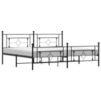 Bedframe met hoofd- en voeteneinde metaal zwart 193x203 cm - thumbnail