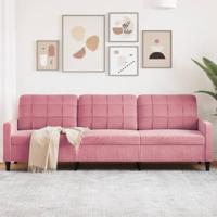 Driezitsbank 210 cm fluweel roze - thumbnail
