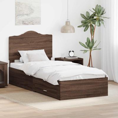 Bedframe met hoofdeinde Bruin Eiken 75 x 190 cm Bewerkt hout