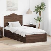 Bedframe met hoofdeinde Bruin Eiken 75 x 190 cm Bewerkt hout - thumbnail