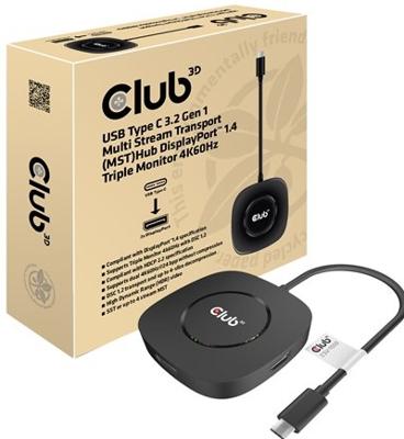 club3D CSV-1550 USB-C (USB 3.2 Gen 2) multiport hub Zwart