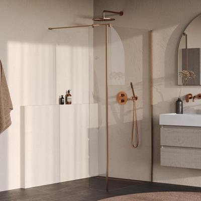 BRAUER Oblivion inloopdouche helder glas 100x200 met zijwand 40 incl. glascoating PVD koper geborsteld BRAUER Oblivion inloopdouche helder glas 100x200 met zijwand 40 incl. glascoating PVD koper geborsteld