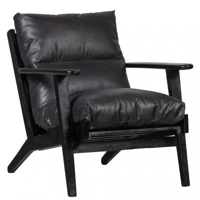 WOOOD Fauteuil 'Houston' Acaciahout, kleur Zwart