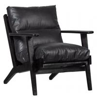 WOOOD Fauteuil 'Houston' Acaciahout, kleur Zwart - thumbnail