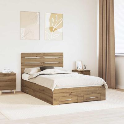 Bedframe met lade met hoofdeinde met opslag Bewerkt hout