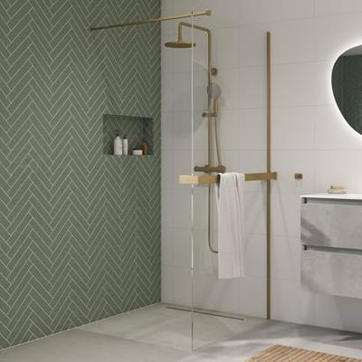 Saqu Modulo inloopdouche incl. antikalk 100x210cm met handdoekhouder geborsteld messing