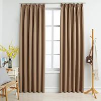 VidaXL Gordijnen verduisterend met haken 2 st 140x225 cm taupe - thumbnail