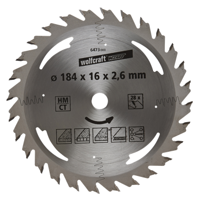 Wolfcraft Handcirkelzaagblad | HM | 28 Zähne | Ø184mm | 1 stuk - 6473000