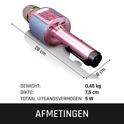 Lenco BMC-090PK Bluetooth Karaoke Microfoon met Speaker en Verlichting Roze - thumbnail