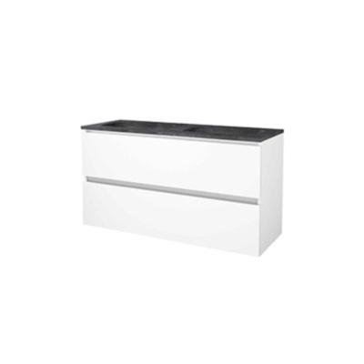 Basic-Line Start 46 Badkamermeubelset - 120 x 46 cm - Greeploos - 2 Lades - Hardstenen Wastafel - Zonder Kraangat - Ice White