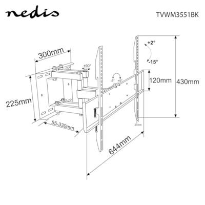 Nedis Draai- en Kantelbare TV-Muurbeugel | 37-80 " | Maximaal schermgewicht: 35 kg | Kantelbaar | 6 Draaipunt(en) | Staal | Zwart - TVWM3551BK