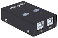 Manhattan USB-A automatische sharing switch, 2× USB-B, 480 Mbps (USB 2.0), dubbele bediening (auto-sensing of handmatig), USB-gevoed (geen externe voeding vereist), incl. 1× 1,5 m USB-A naar USB-B kabel - thumbnail