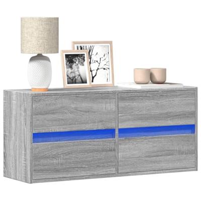 Tv-wandmeubel met LED-verlichting 100x31x45 cm grijs sonoma