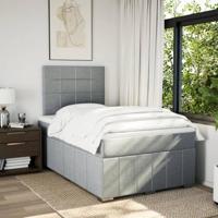 Boxspring met matras stof lichtgrijs 120x190 cm - thumbnail