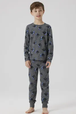 Name it jongens pyjama - Skull - 104 - Grijs - 104 - 104 - 104