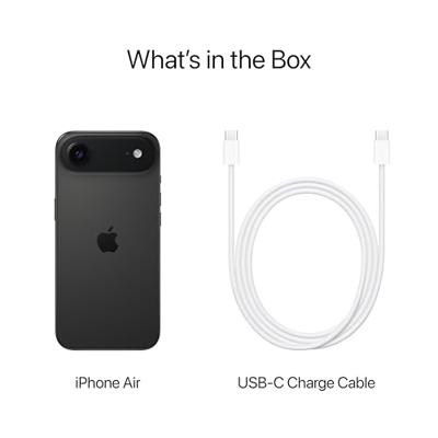 Apple iPhone Air 256 GB: dunste iPhone ooit, 6,5‑inch display met ProMotion tot 120 Hz, krachtige A19 Pro-chip, Center Stage-camera aan de voorkant, batterij voor een hele dag; Spacezwart