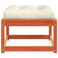 Tuinvoetenbank met kussen massief grenenhout wasbruin - thumbnail