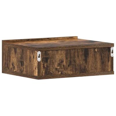 Nachtkastje zwevend 40x30x15 cm bewerkt hout gerookt eikenkleur