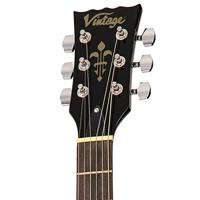 Vintage LH-V10BLK Coaster Series Left Hand Gloss Black linkshandige elektrische gitaar - thumbnail