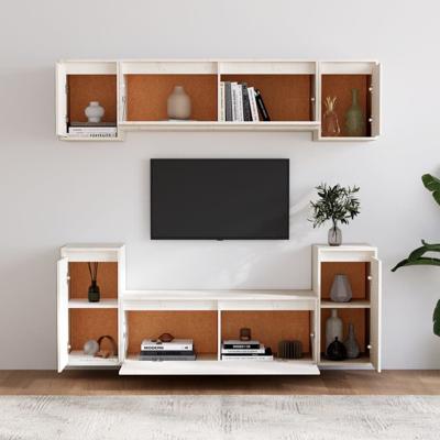 Tv-meubelen 6 st massief grenenhout wit