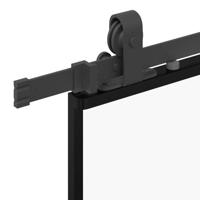 Schuifdeur met beslagset 102x205 cm ESG glas zwart - thumbnail